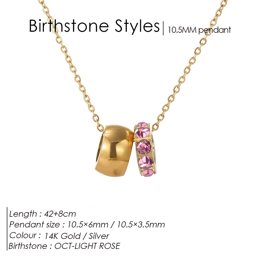Round Birthstone Pavé Charm Kette