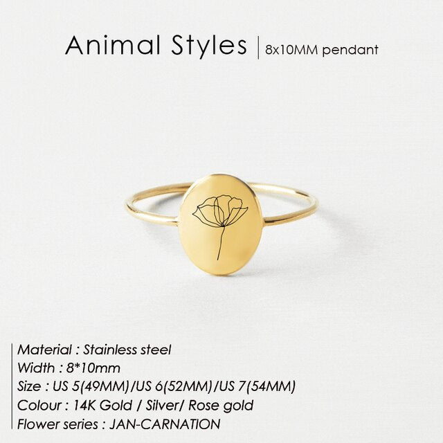 OVAL RING Birthflower Collection