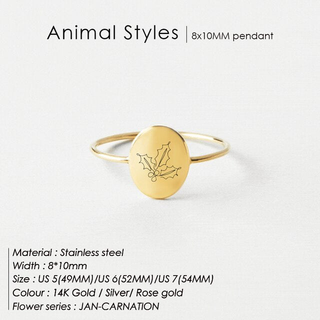 OVAL RING Birthflower Collection