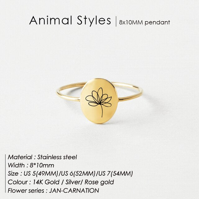 OVAL RING Birthflower Collection