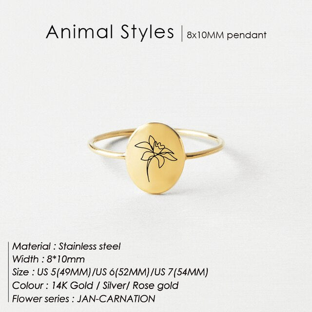 OVAL RING Birthflower Collection