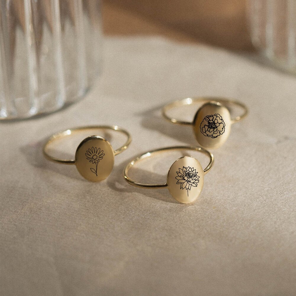 OVAL RING Birthflower Collection