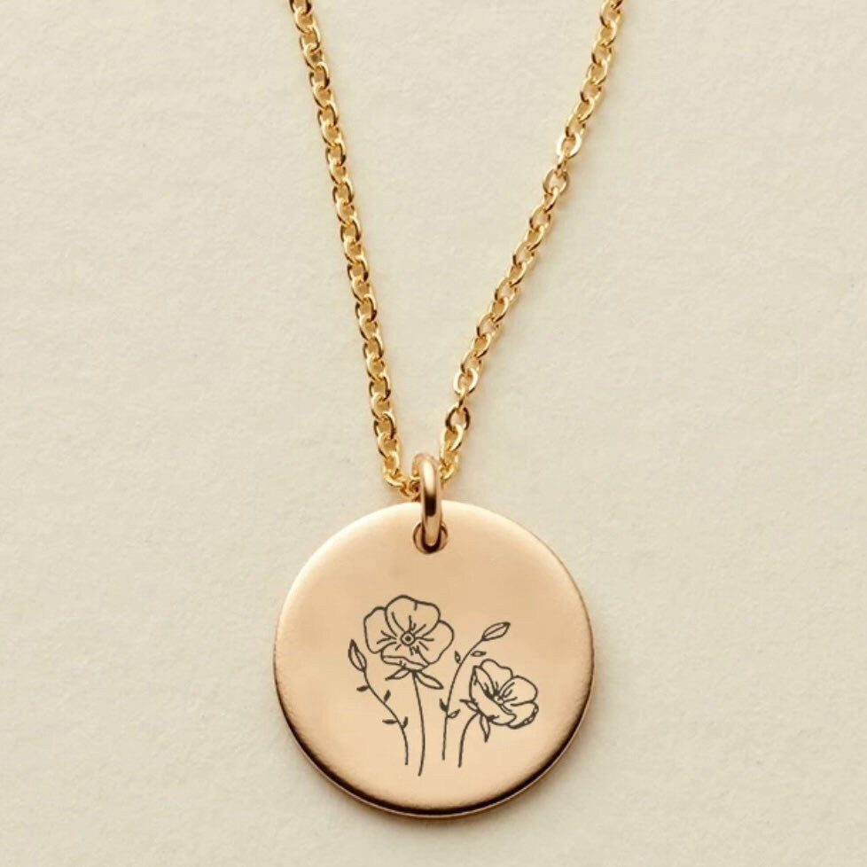 Classic Coin Birthflower Kette
