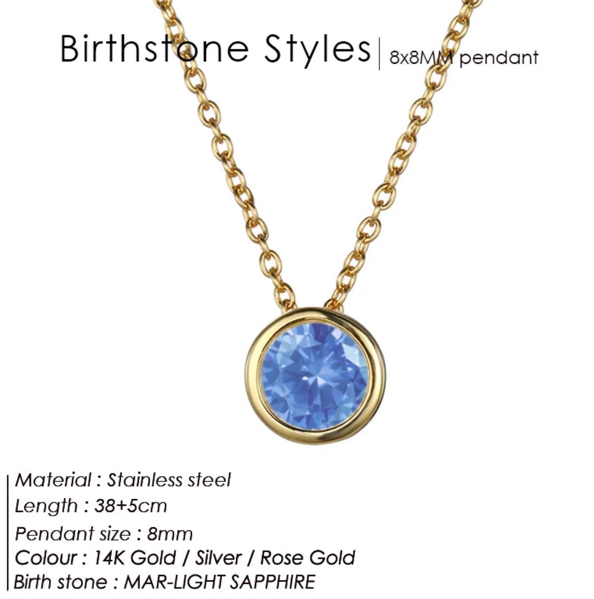 Necklace Birthstone März