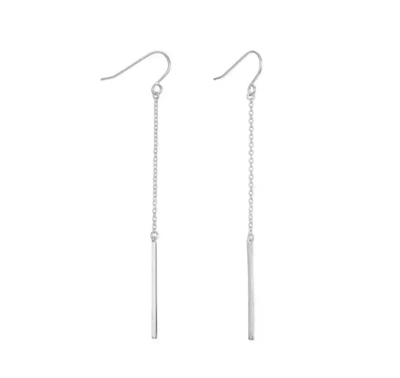 hanging earrings bar pendant • rose gold gold silver • hypoallergenic waterproof