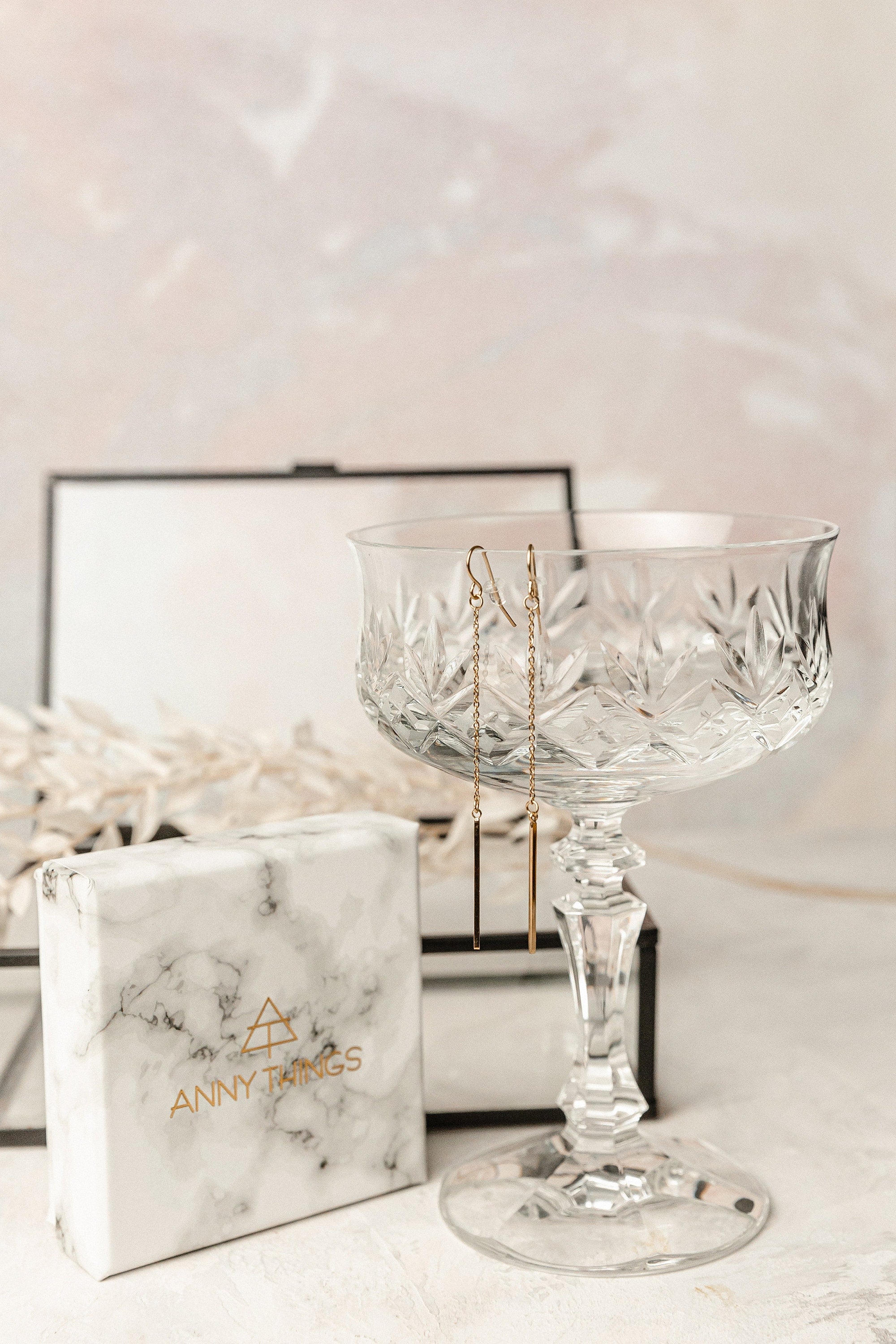 hanging earrings bar pendant • rose gold gold silver • hypoallergenic waterproof