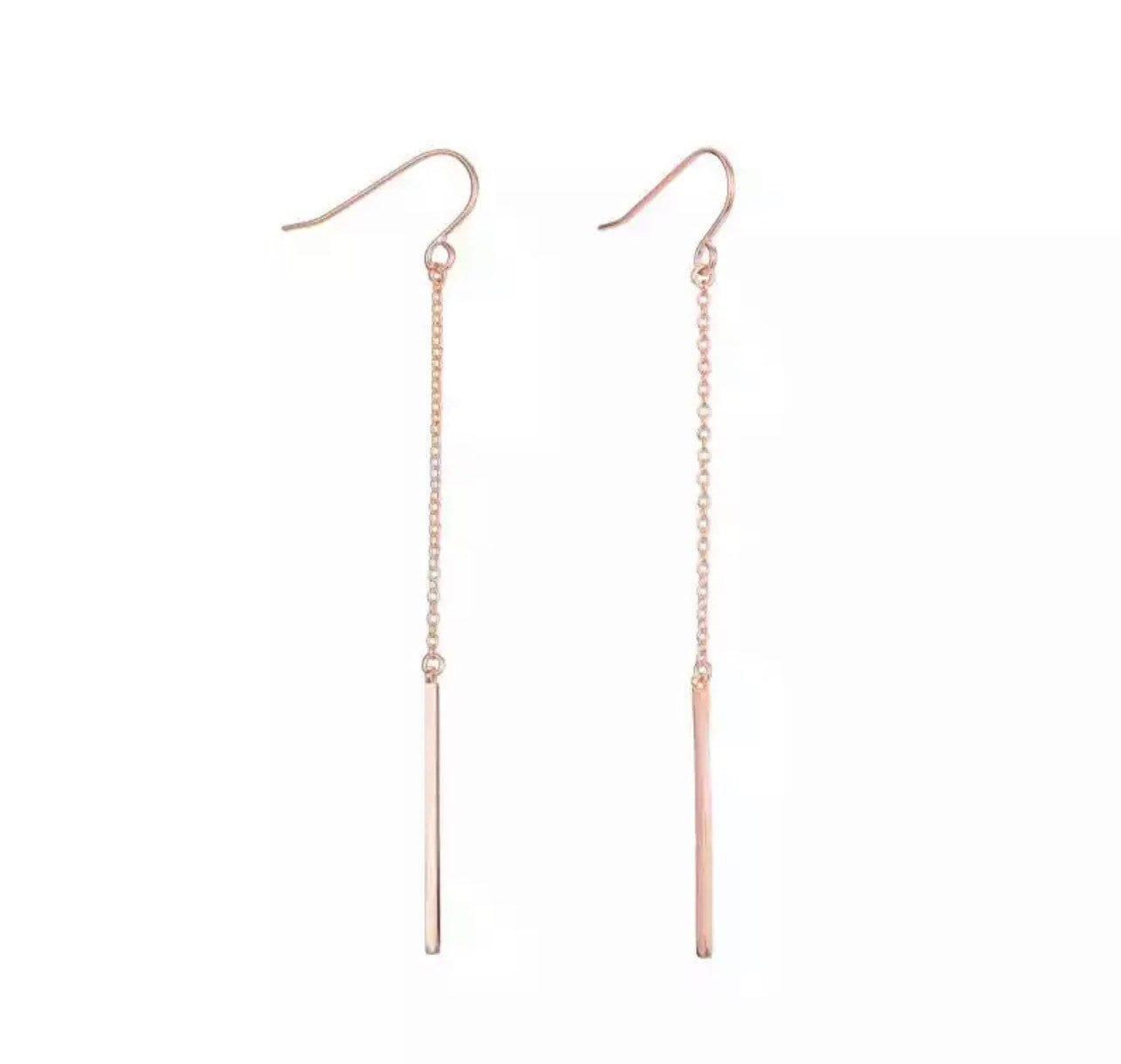 hanging earrings bar pendant • rose gold gold silver • hypoallergenic waterproof
