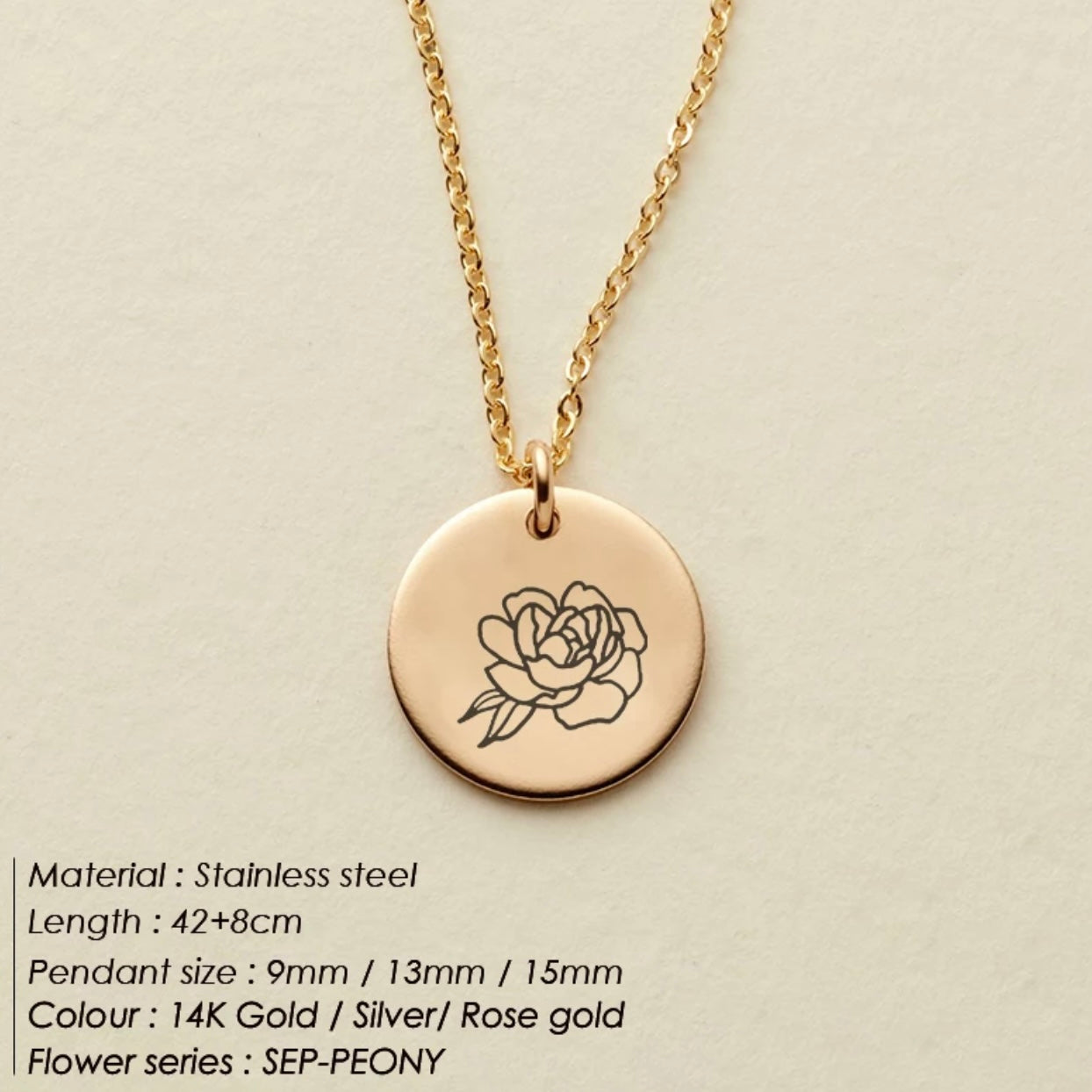 Geburtsblumen Ketten Größenvariation