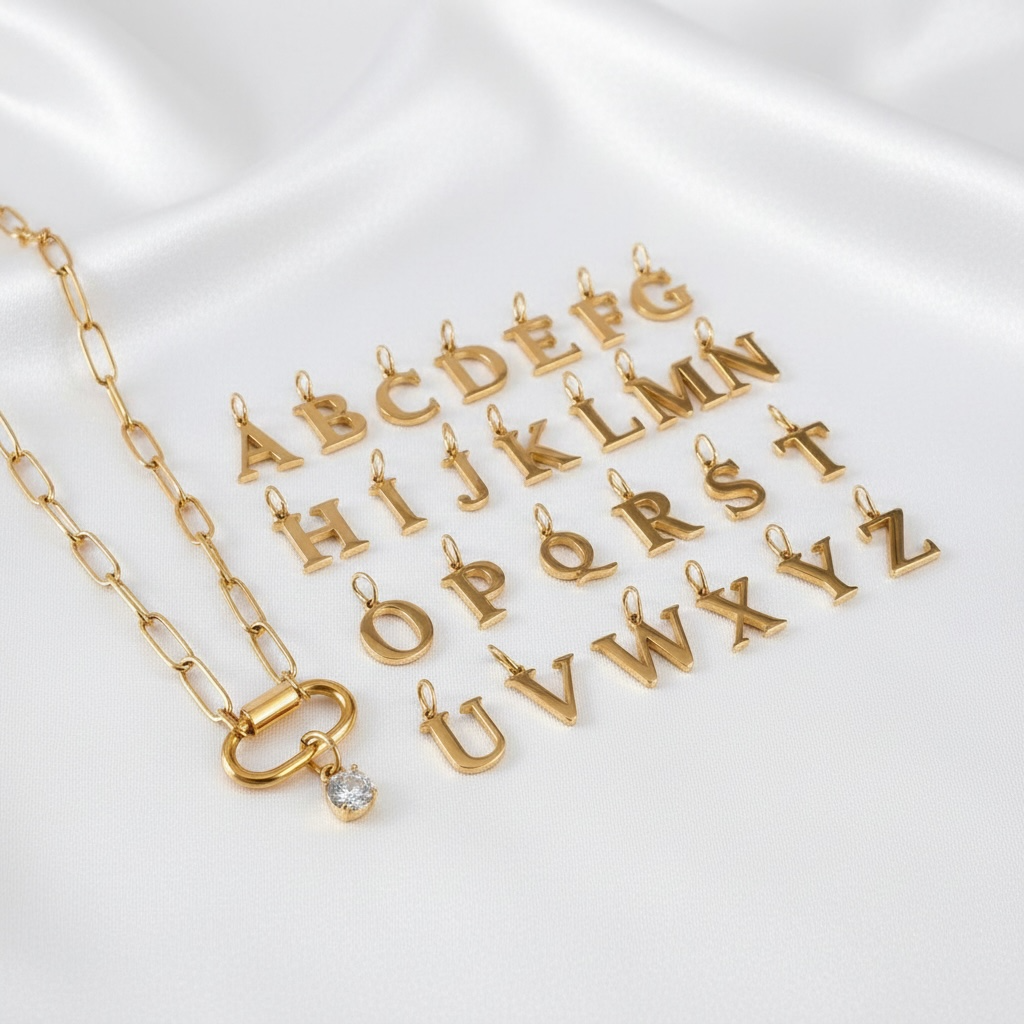 Snap Chain mit Buchstaben Charm & Zirkonia Anhänger