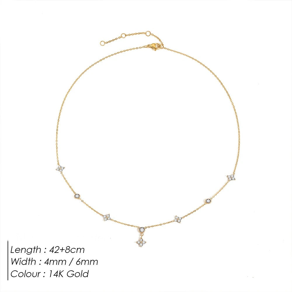 Sparkling Zircon Flower Necklace
