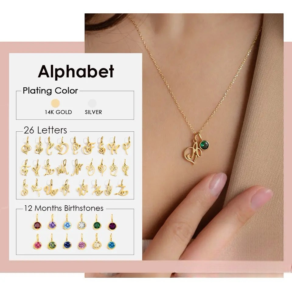 Signature Letter Birthstone Necklace