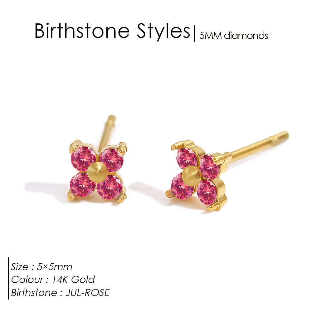 Dainty Flower Birthstone Ohrstecker