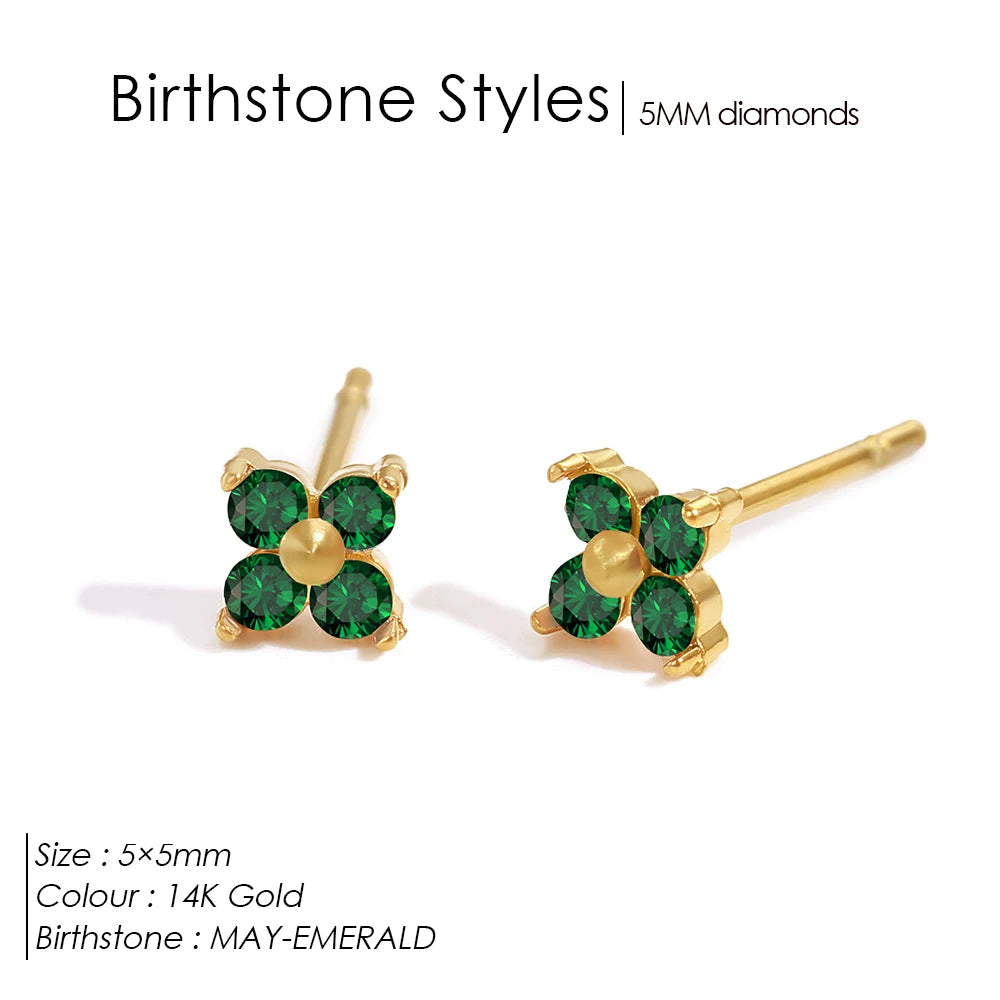Dainty Flower Birthstone Ohrstecker
