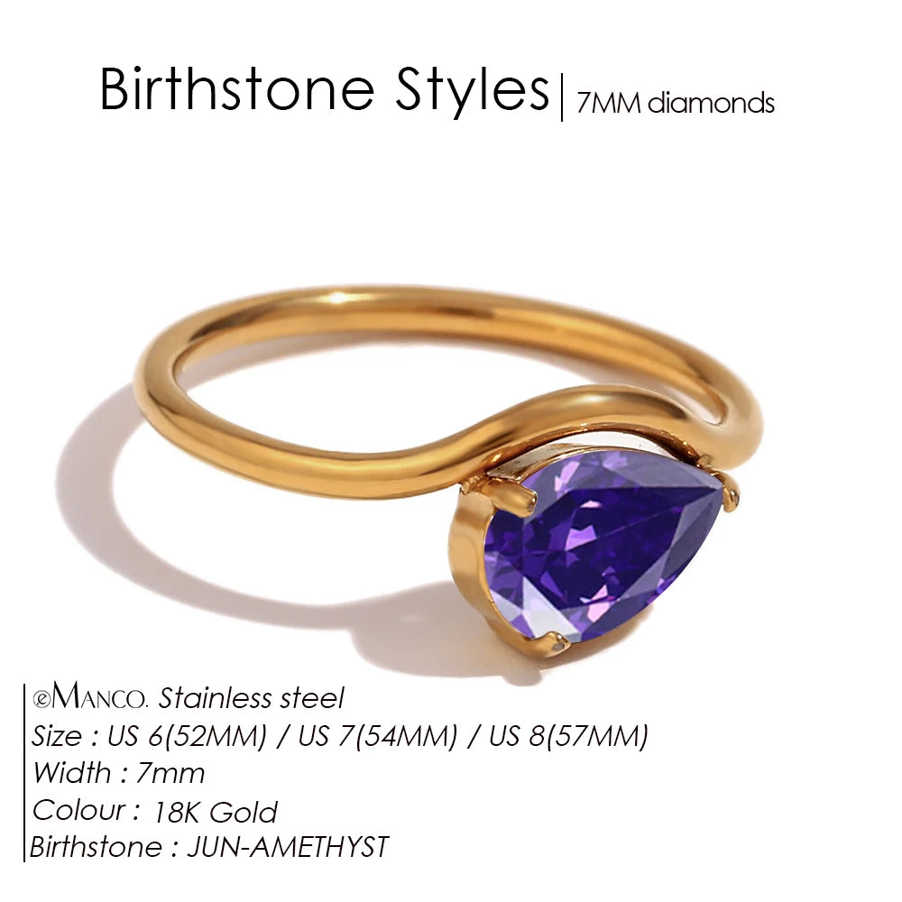 Drop Shaped Birthstone Ring