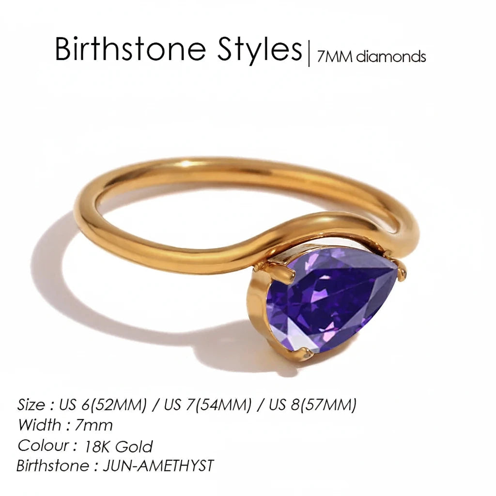 Drop Shaped Birthstone Ring