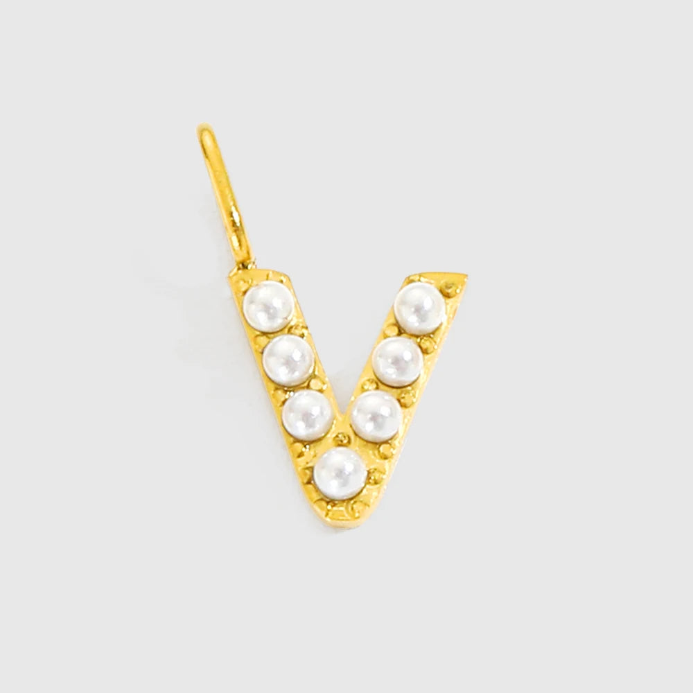 vegan Letter Pearl Charm