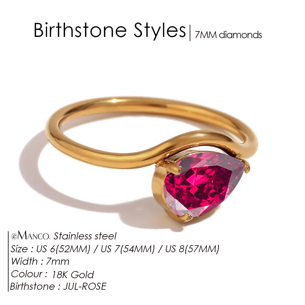 Drop Shaped Birthstone Ring