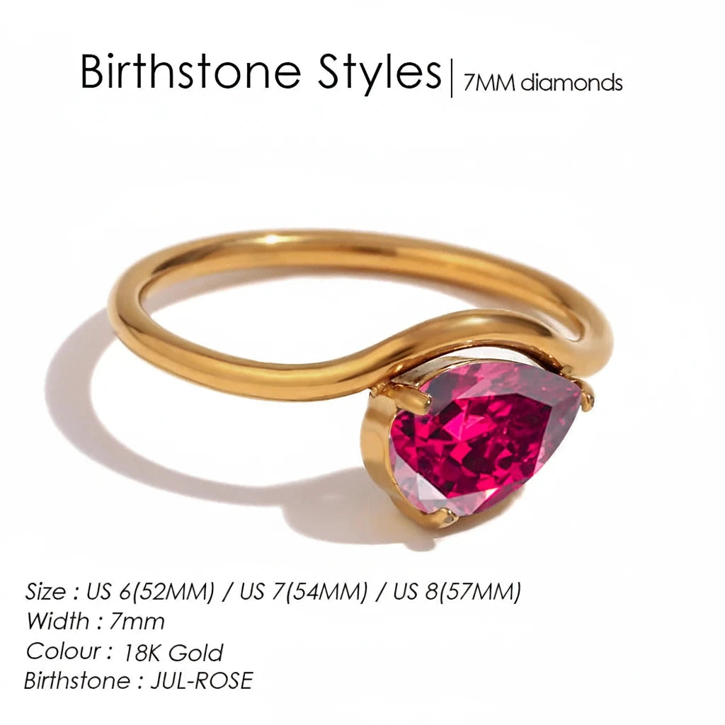 Drop Shaped Birthstone Ring