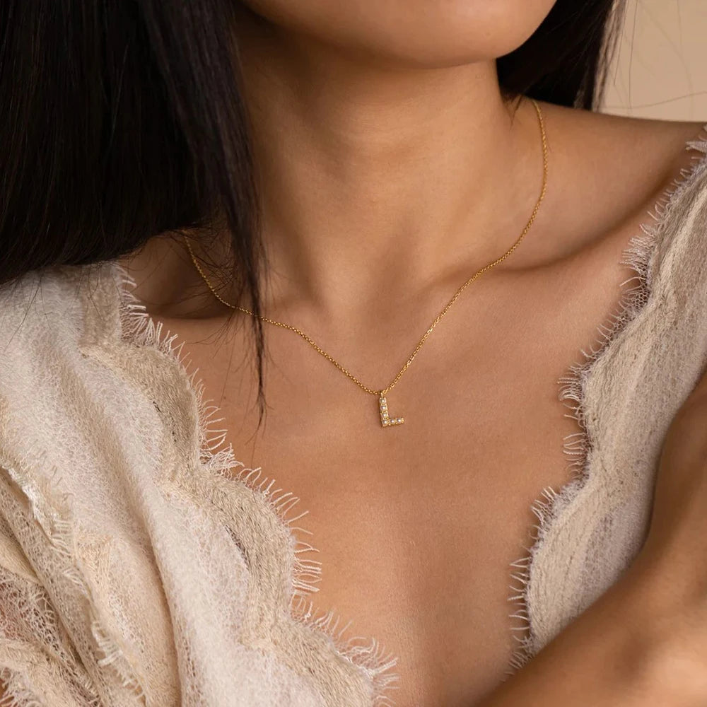 vegan Letter Pearl Charm