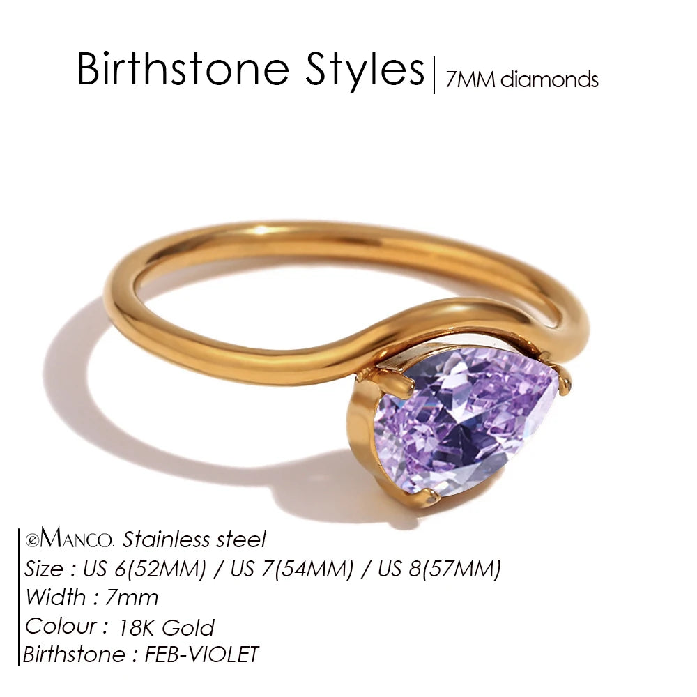 Drop Shaped Birthstone Ring