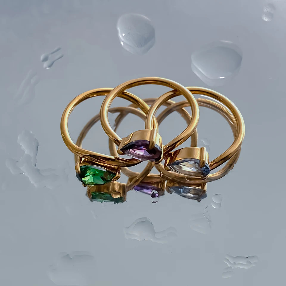Drop Shaped Birthstone Ring