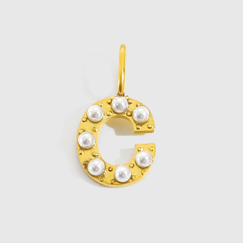 vegan Letter Pearl Charm