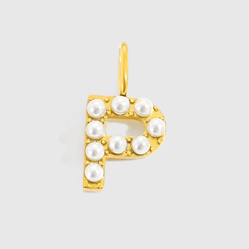 vegan Letter Pearl Charm