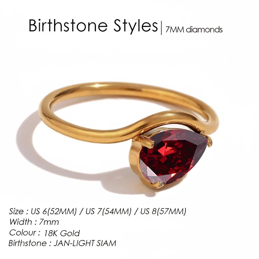 Drop Shaped Birthstone Ring