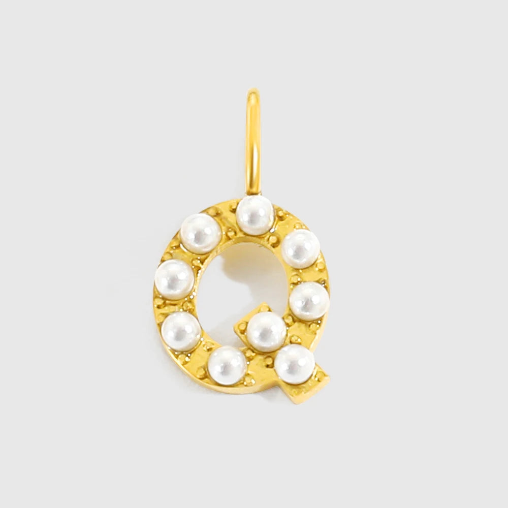 vegan Letter Pearl Charm