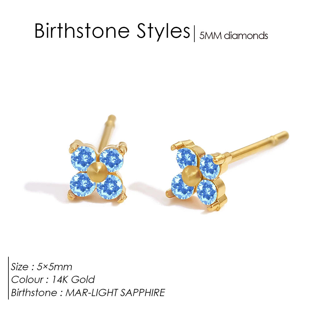 Dainty Flower Birthstone Ohrstecker
