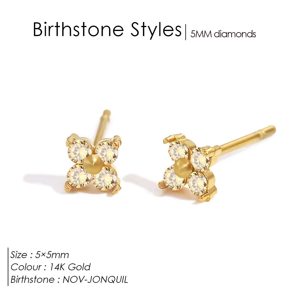 Dainty Flower Birthstone Ohrstecker