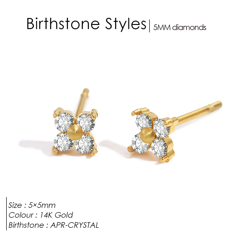 Dainty Flower Birthstone Ohrstecker