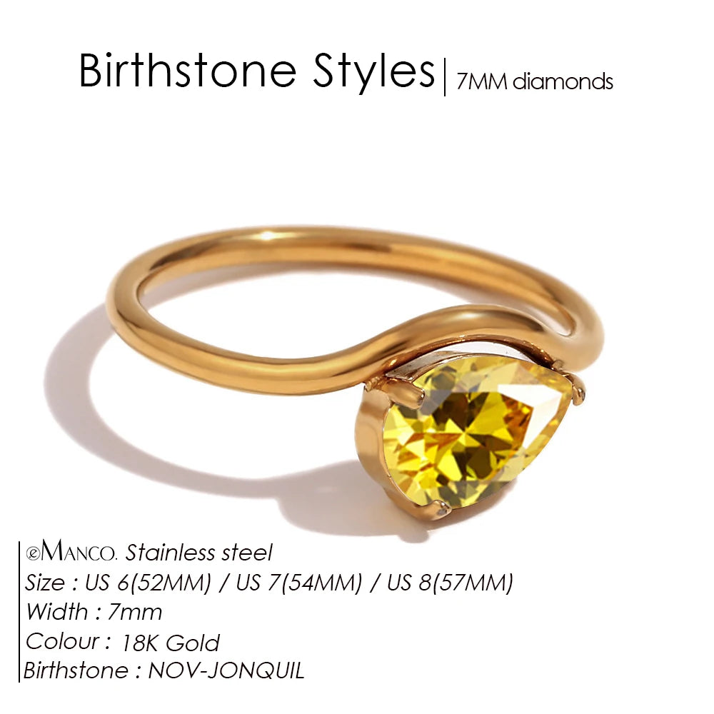 Drop Shaped Birthstone Ring