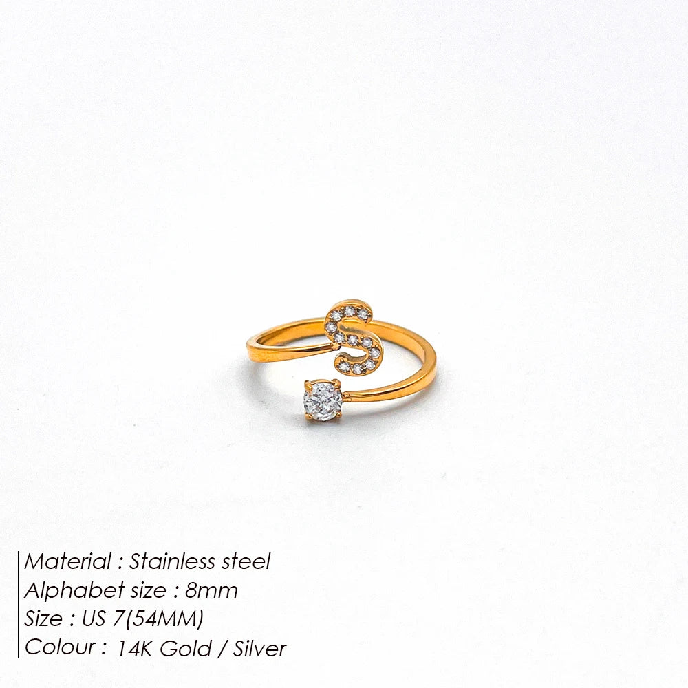 Shiny Letter Ring onesize