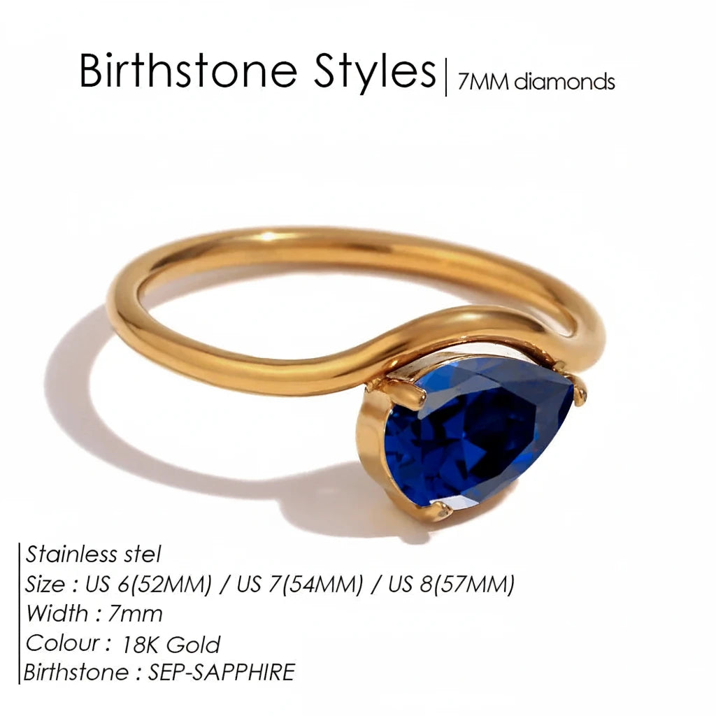 Drop Shaped Birthstone Ring