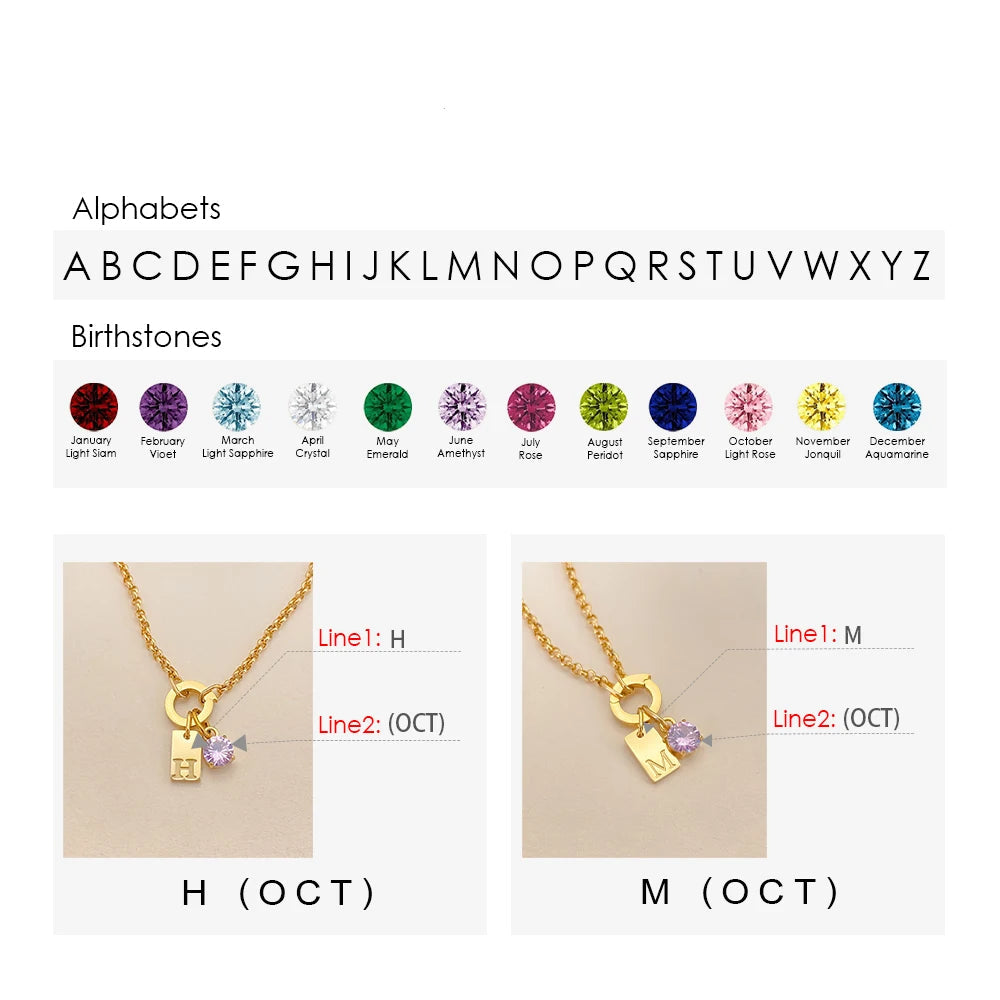 Erbsen Charm Kette mit Initial Anhänger Geburtsstein