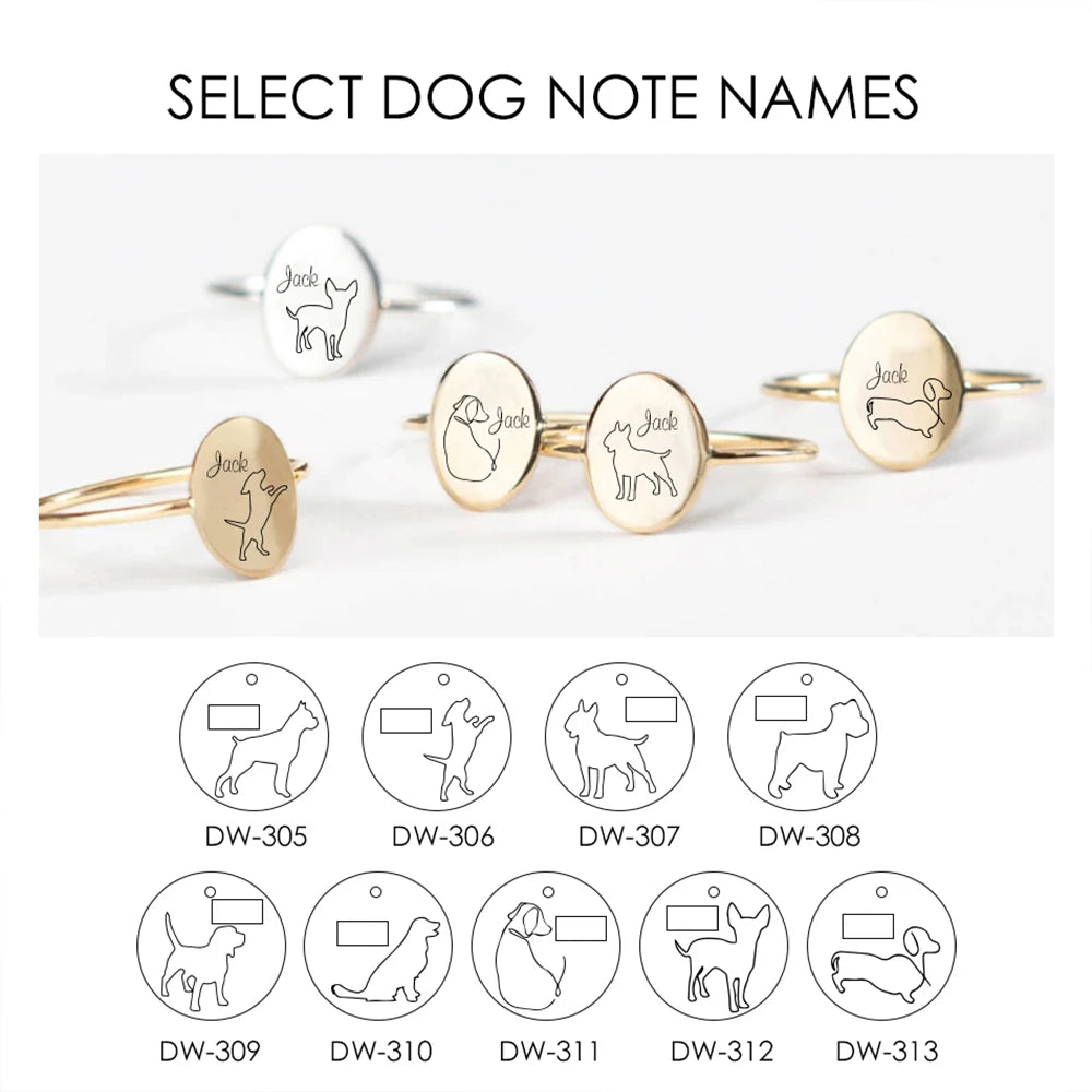Dog Lineart oval Ring
