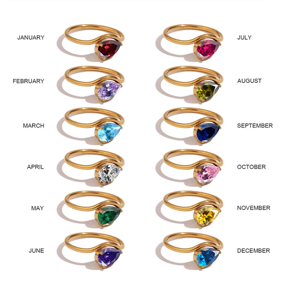 Drop Shaped Birthstone Ring