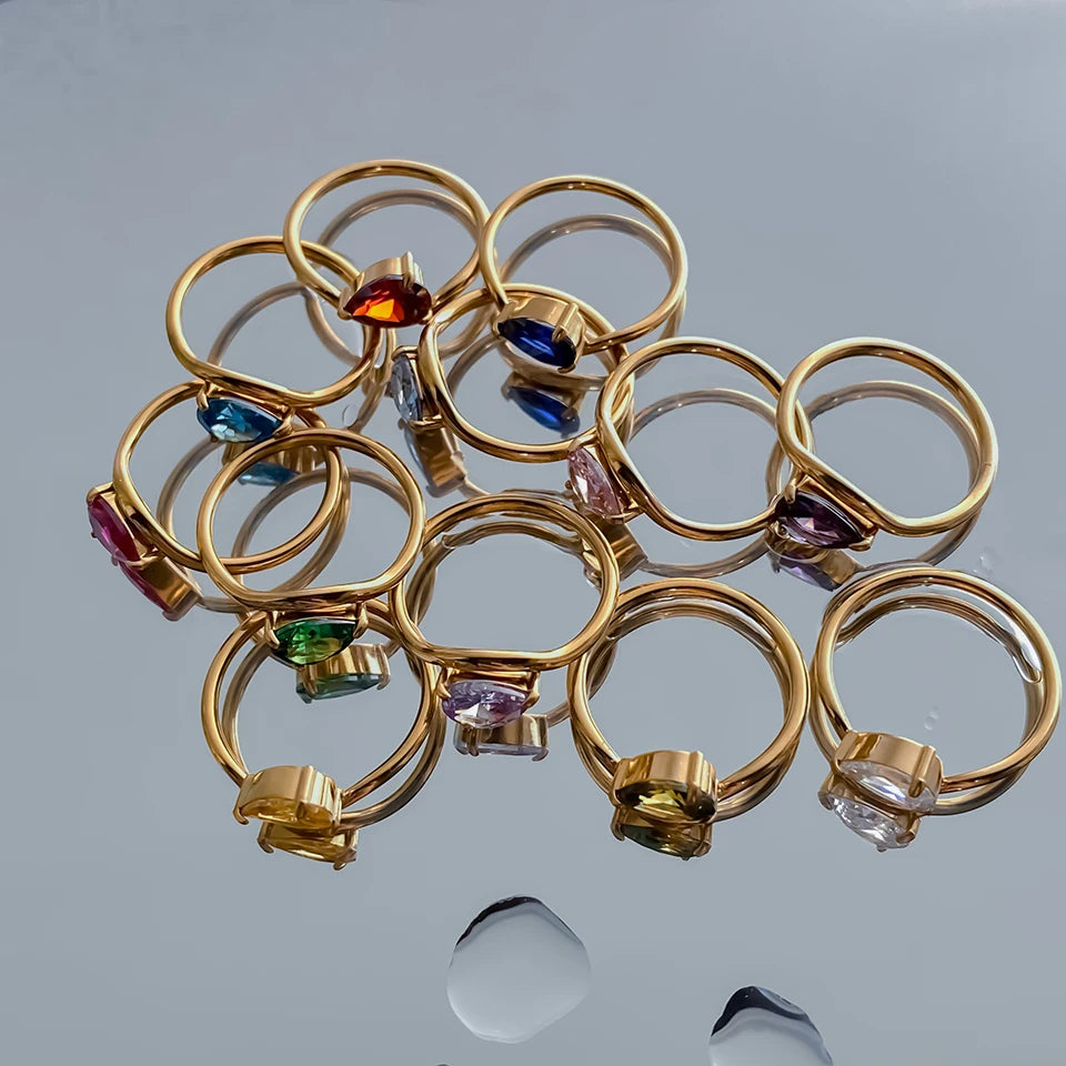 Drop Shaped Birthstone Ring