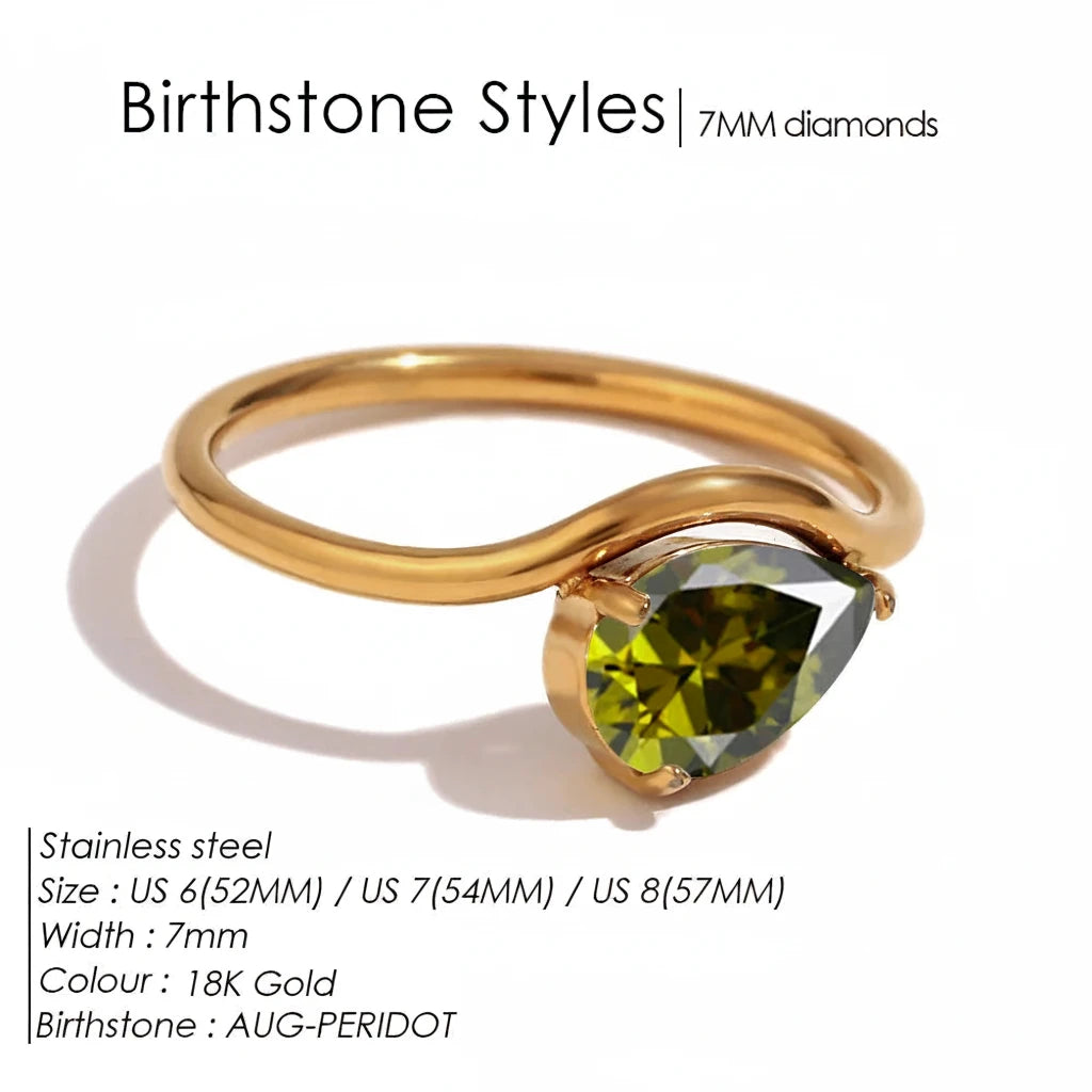 Drop Shaped Birthstone Ring