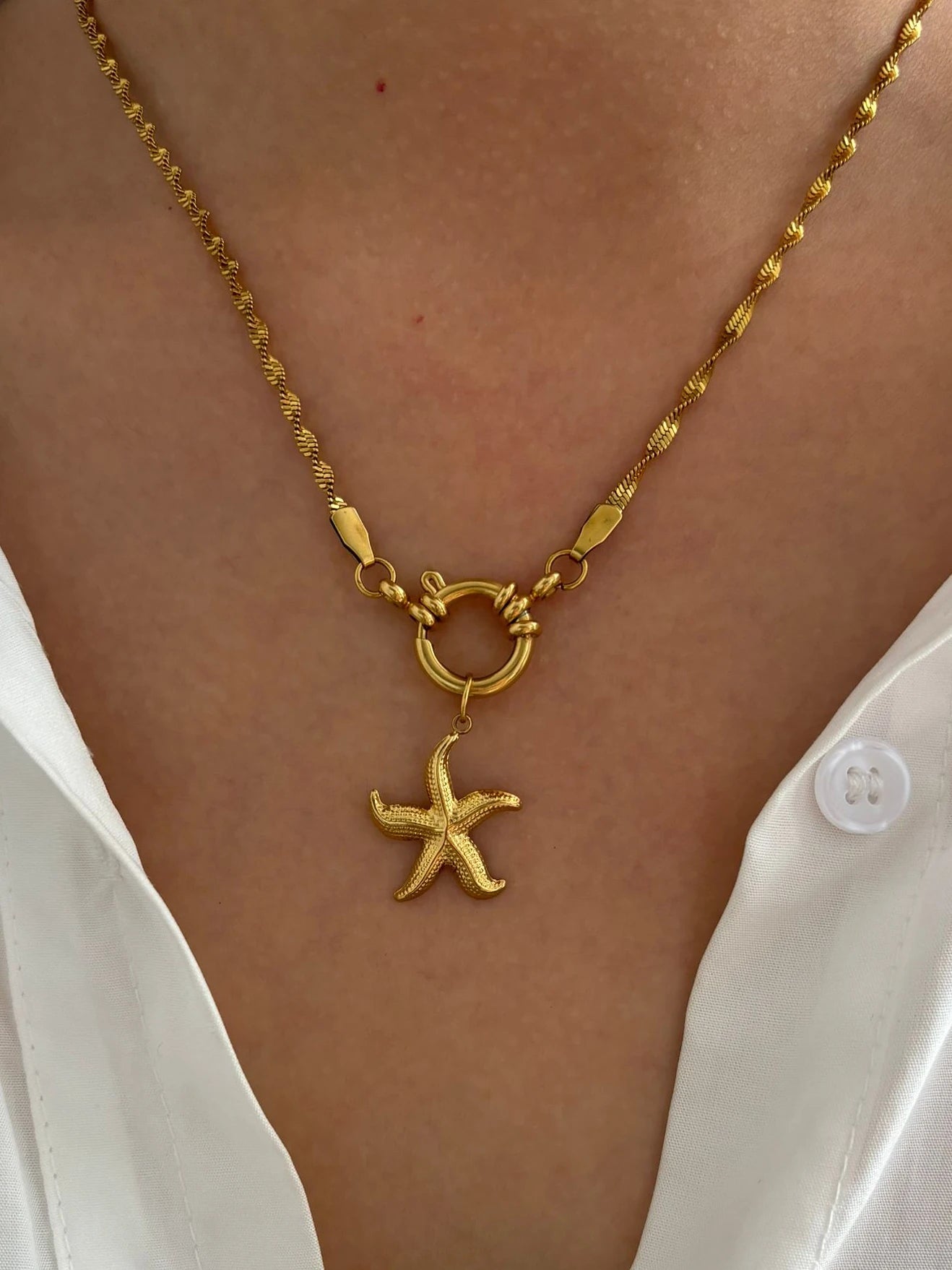 Singapour Heart Starfish Shell Charm Kette