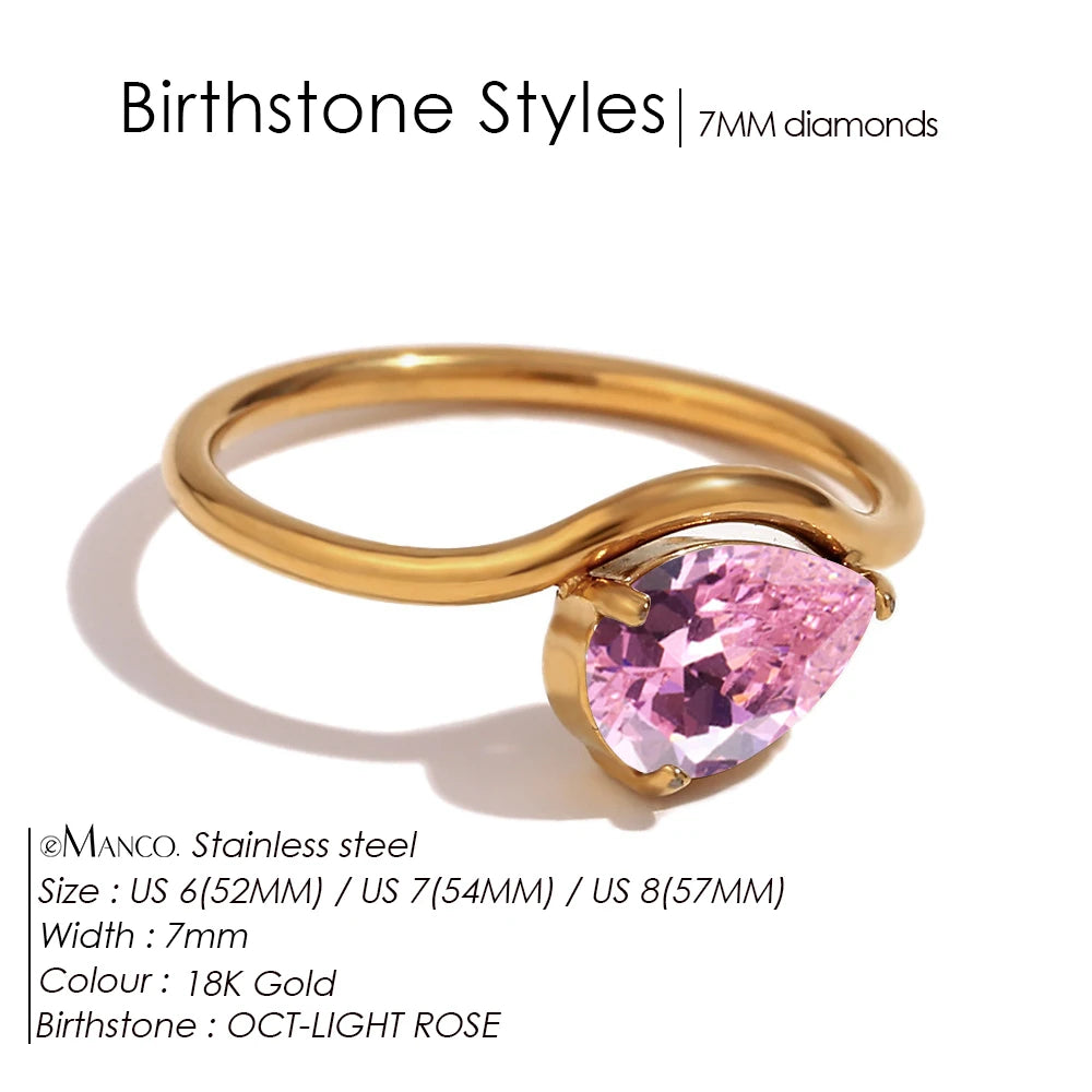 Drop Shaped Birthstone Ring