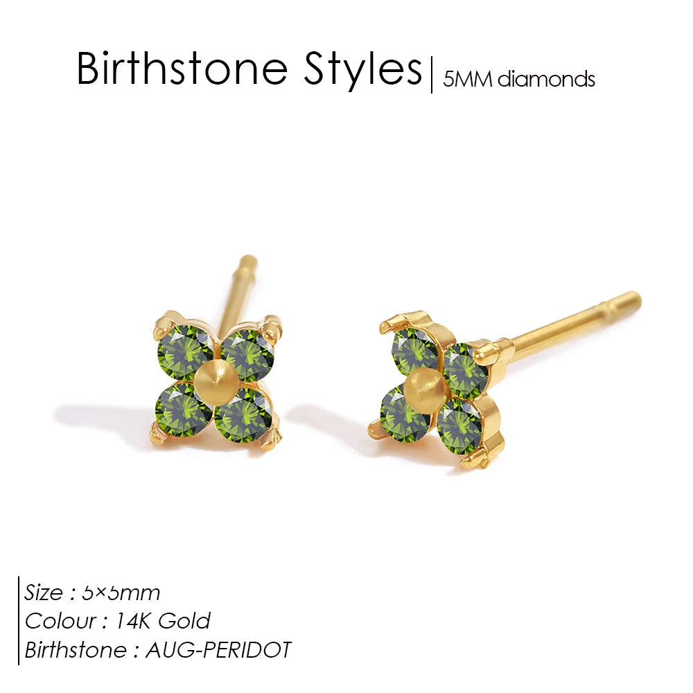 Dainty Flower Birthstone Ohrstecker