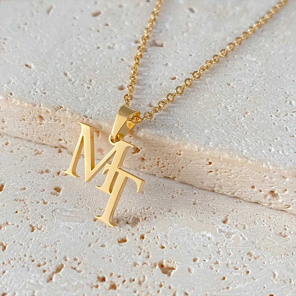 3D Double Initial Necklace