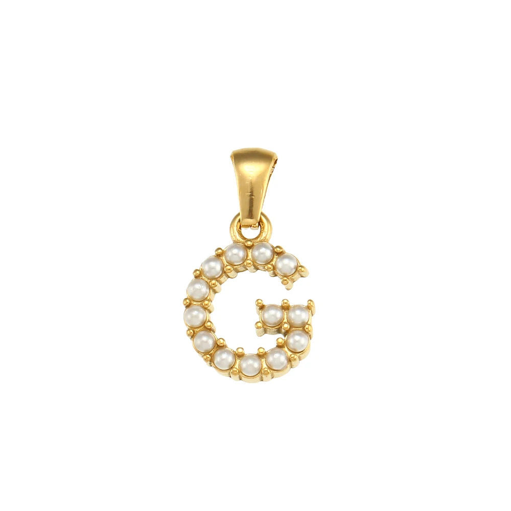 Collier Charm Zircon / Pearl Letter
