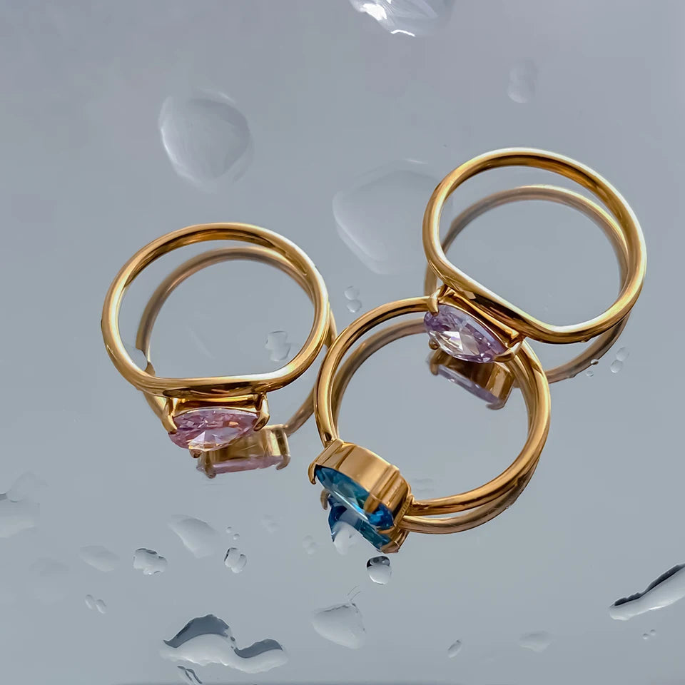 Drop Shaped Birthstone Ring