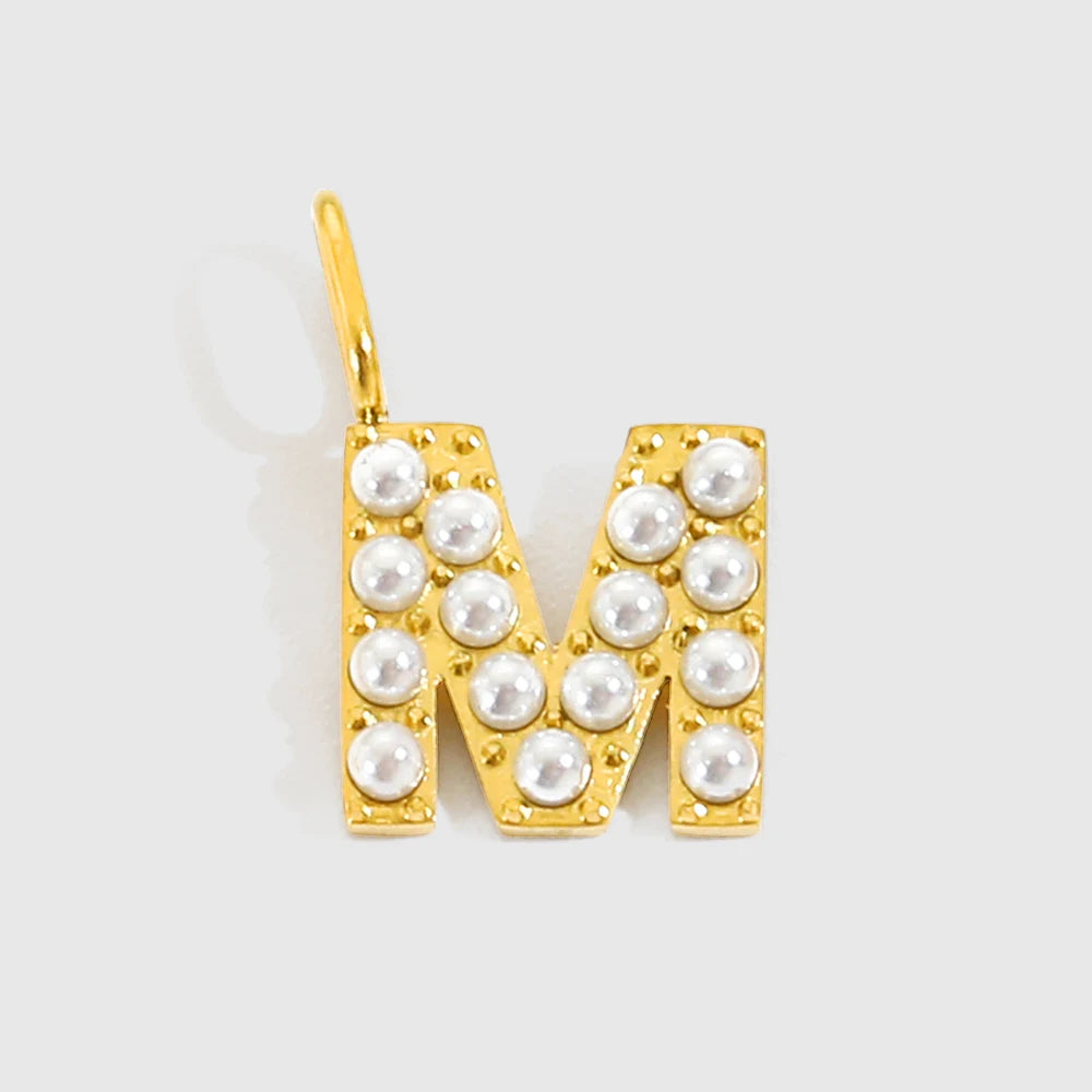 vegan Letter Pearl Charm