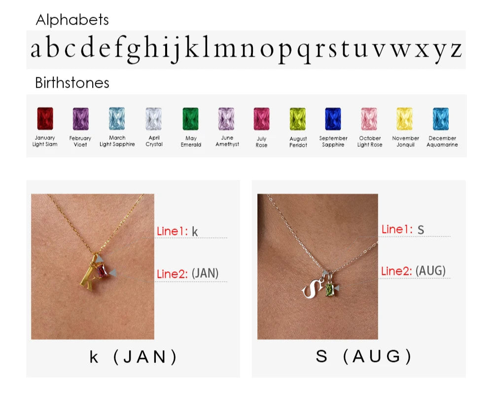 Letter Shiny Birthstone Kette
