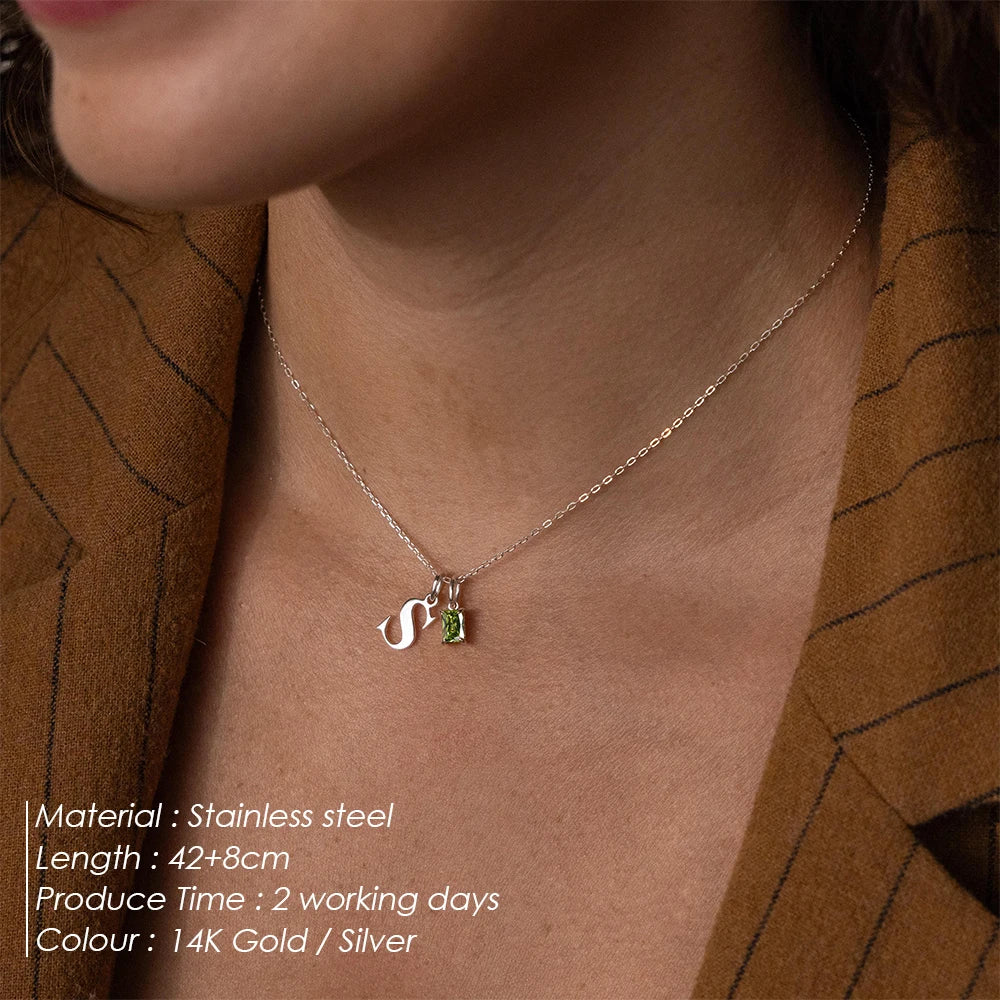 Letter Shiny Birthstone Kette