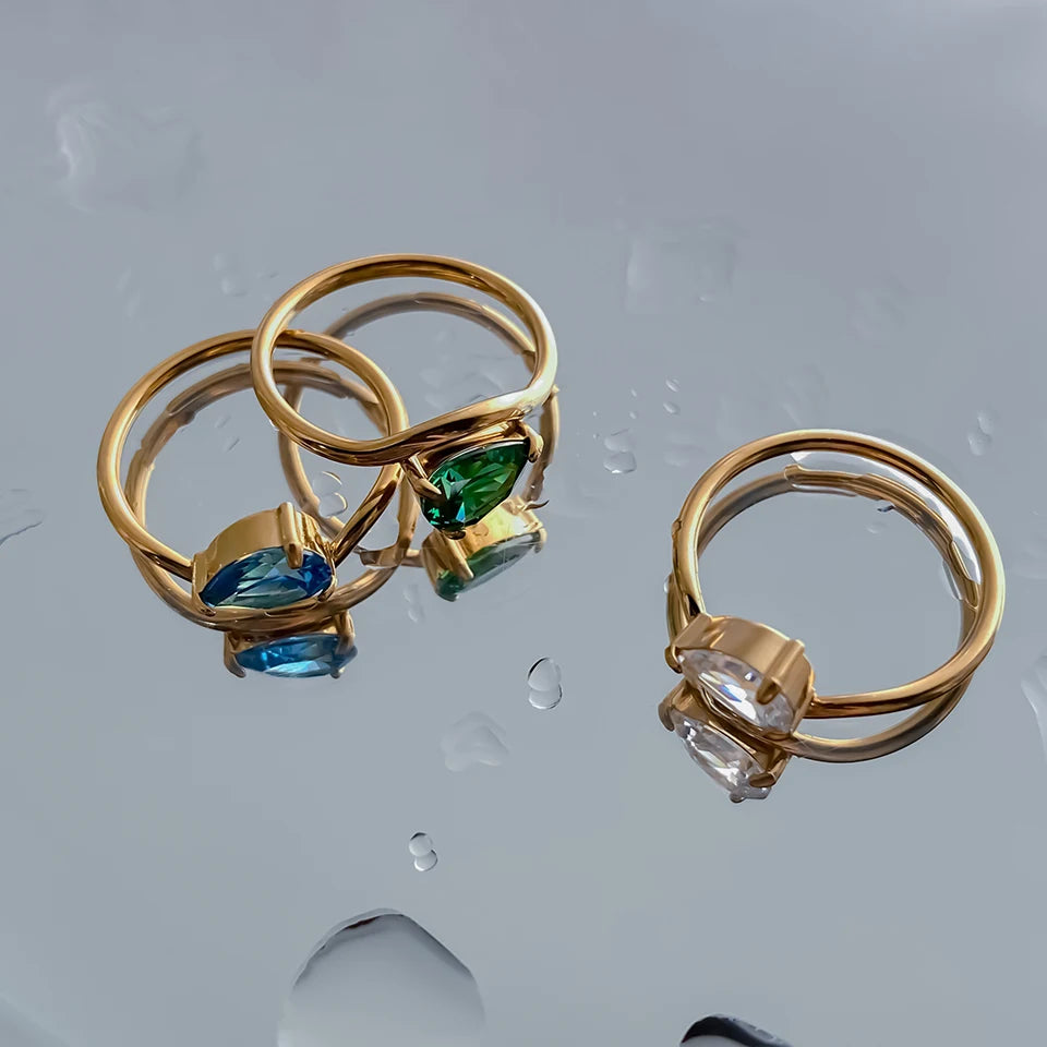Drop Shaped Birthstone Ring